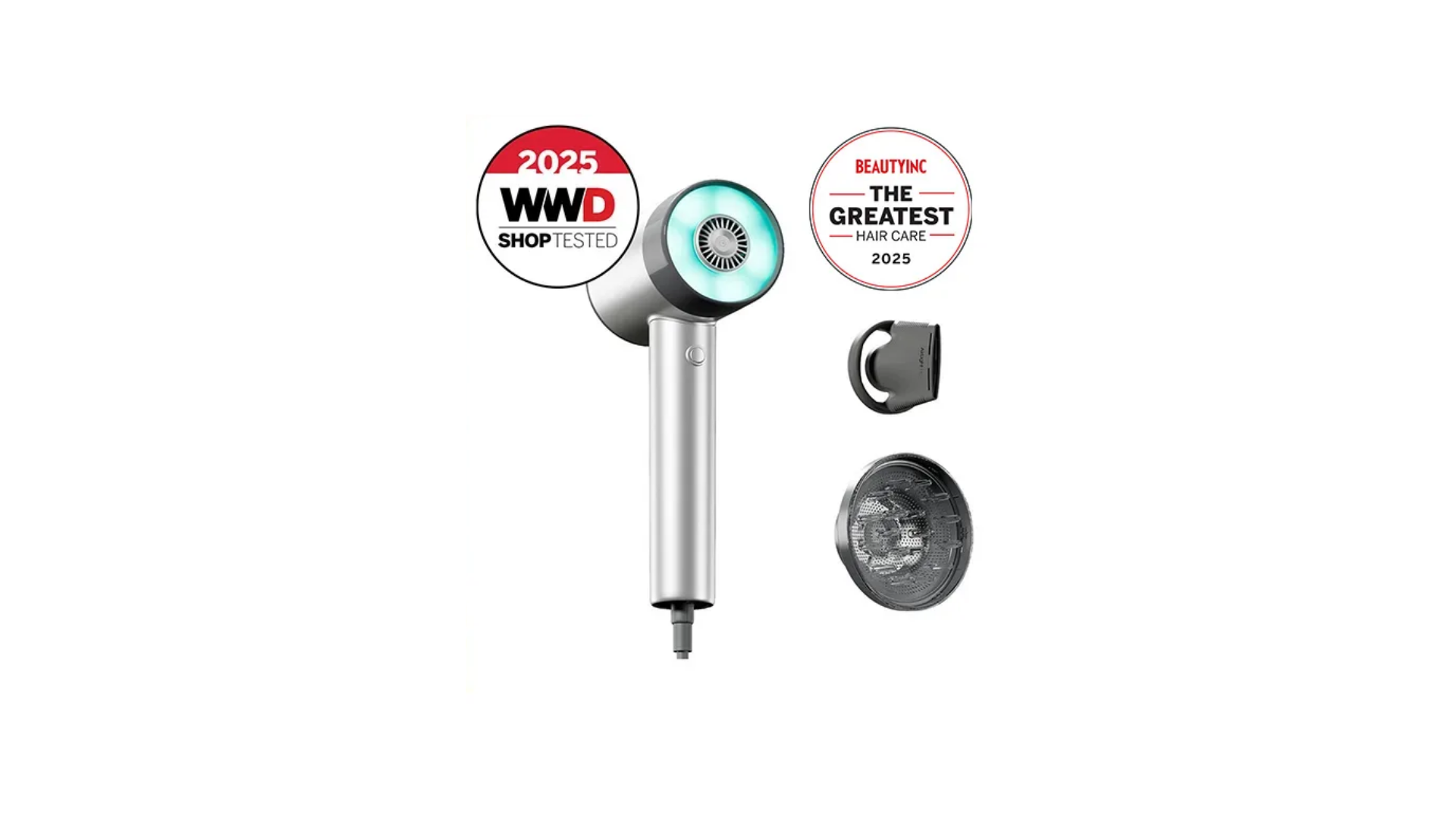 Press coverage and awards — WWD Shop Tested 2025, BeautyInc Greatest Hair Care 2025, plus attachments