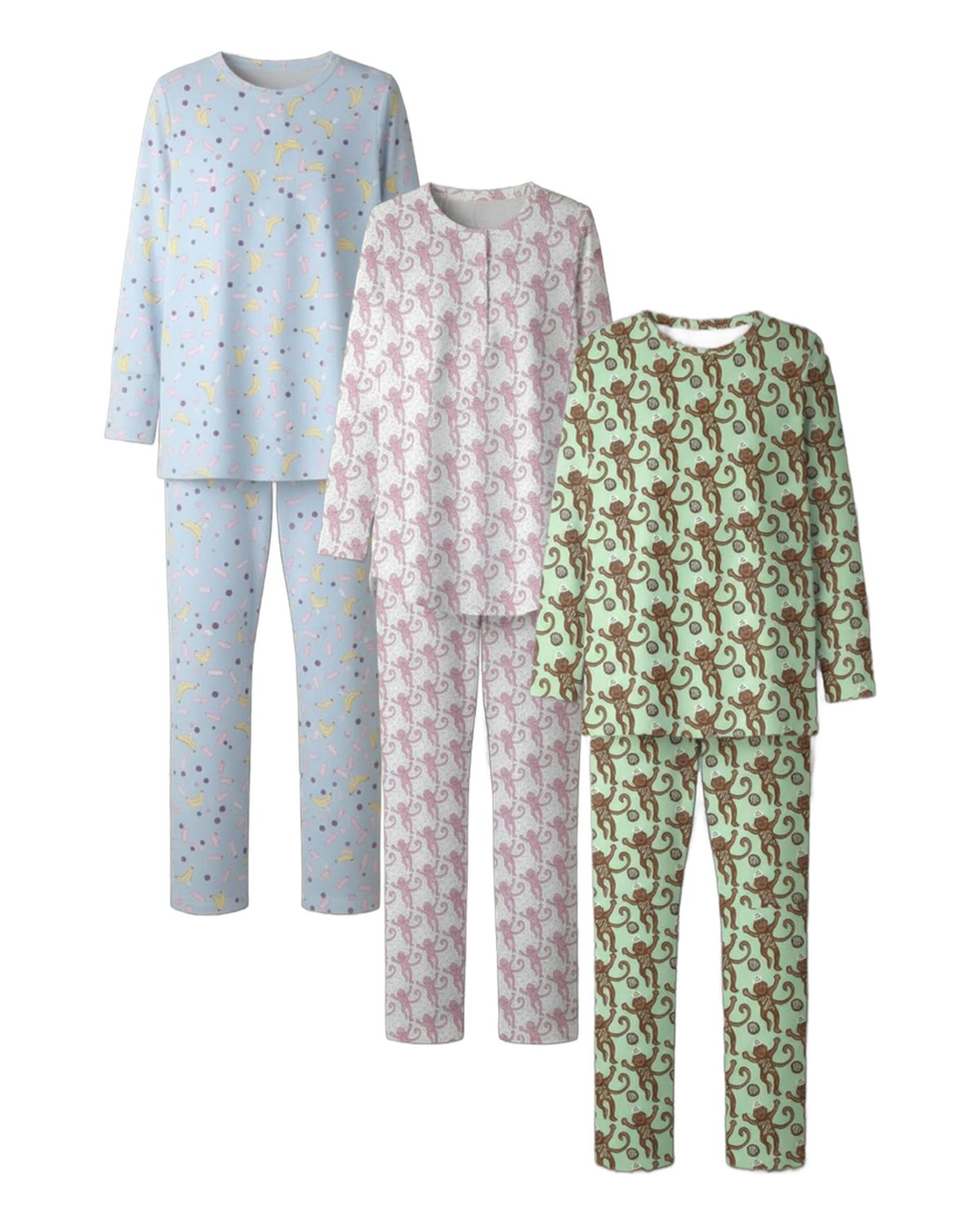 Men's pajama sets in sprinkle and monkey prints